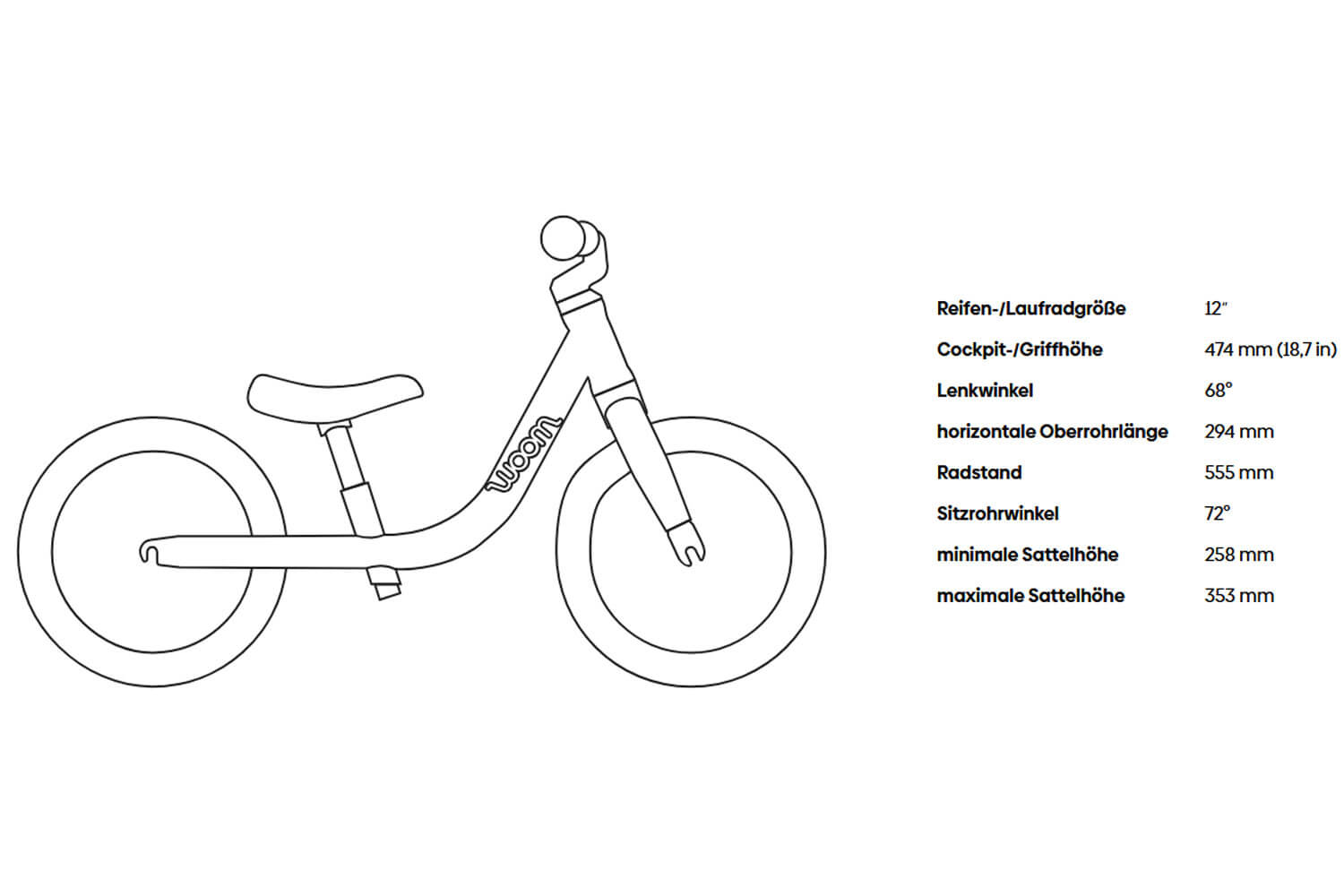 WOOM GO 1 12 Zoll Laufrad  