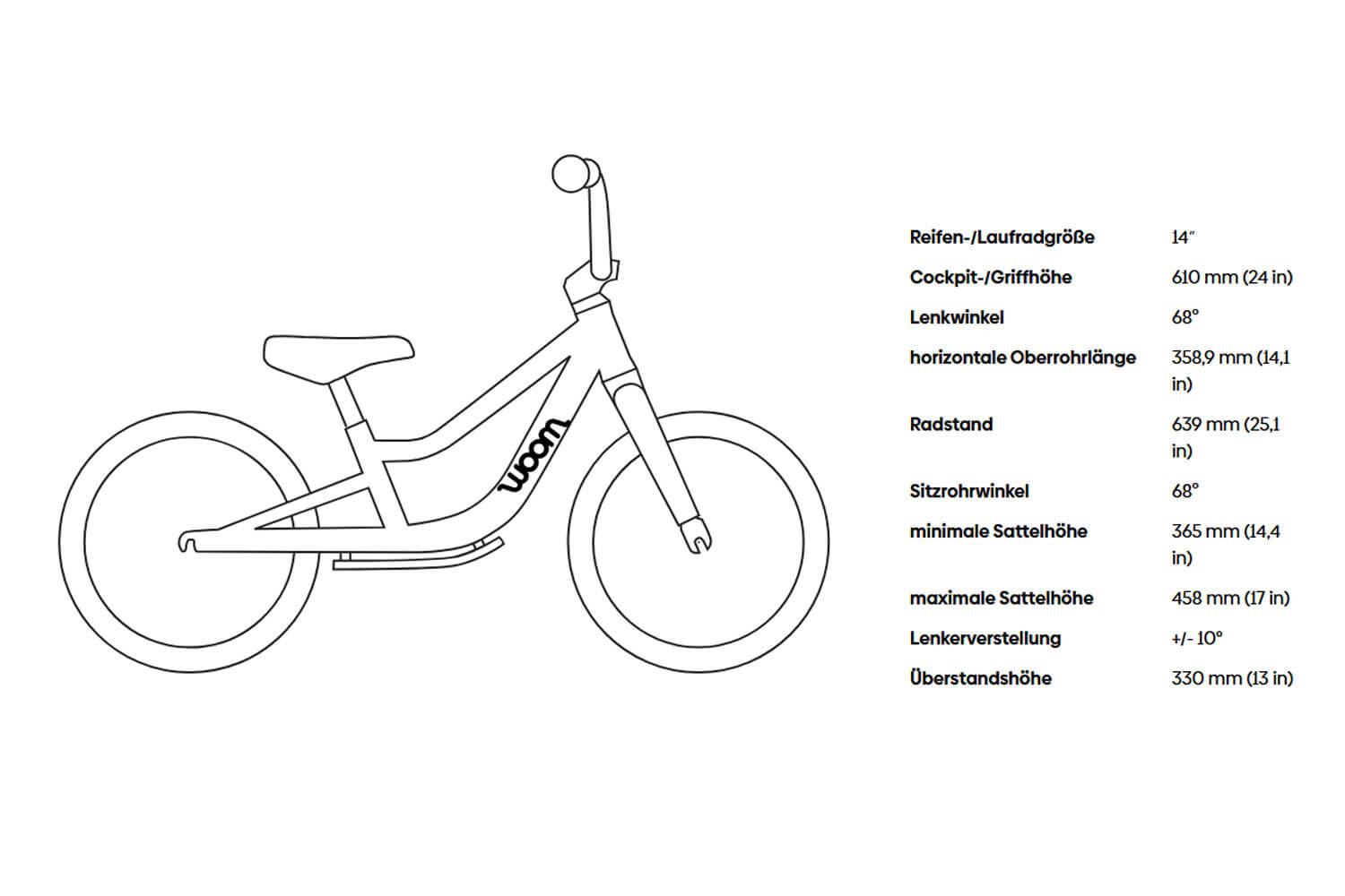 WOOM GO 1 Plus Lernlaufrad 14 Zoll  